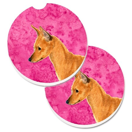 Carolines Treasures Pink Min Pin  Cup Holder Car Coaster, PK2 SS4742-PKCARC